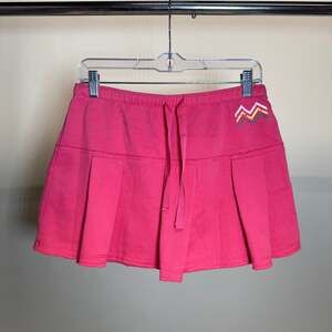 VTG Y2K Jenni Pink Pleated Sweat Mini Skirt, Drawstring Waist, Size S